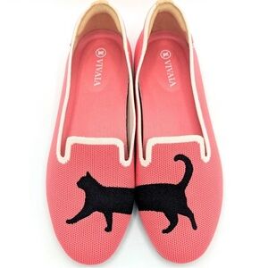 VIVAIA Audrey Coral Pink Ballet Flats Loafers BLACK CAT Size 6.5